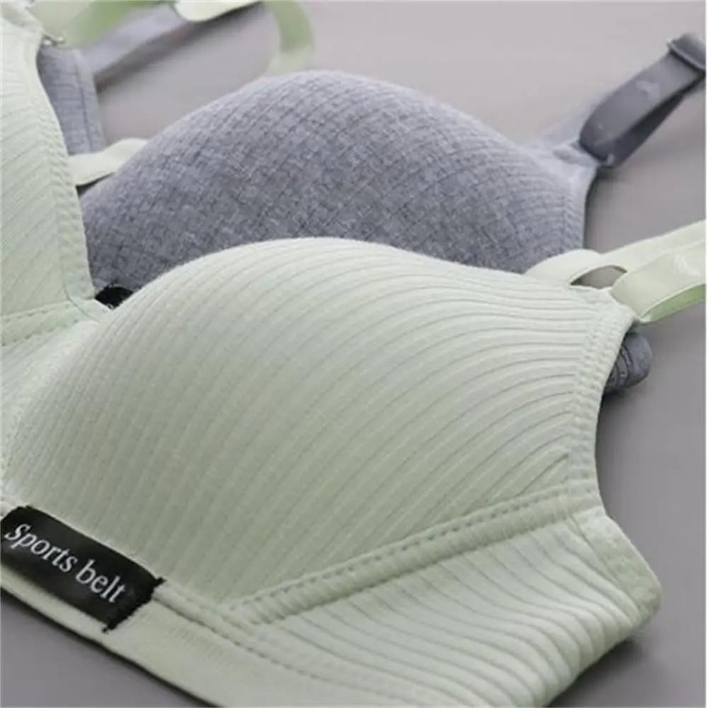 New Simple Cotton Girl Bra Underwear Student Bra Teen Thin Section Without Steel Ring Comfortable Sleep Bra Sports Vest