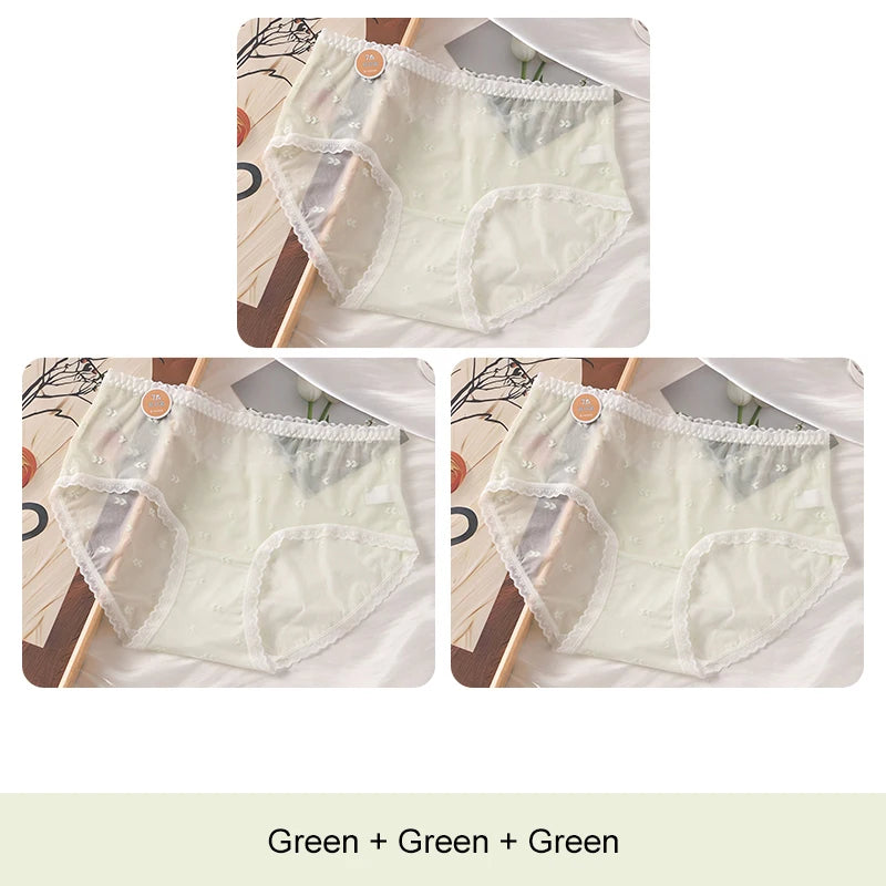3PCS Lifter Women Fashion Female Panties Mesh Thin Plus Size Panties Lingerie Sexy Underware Woman Underwear Briefs Seamless