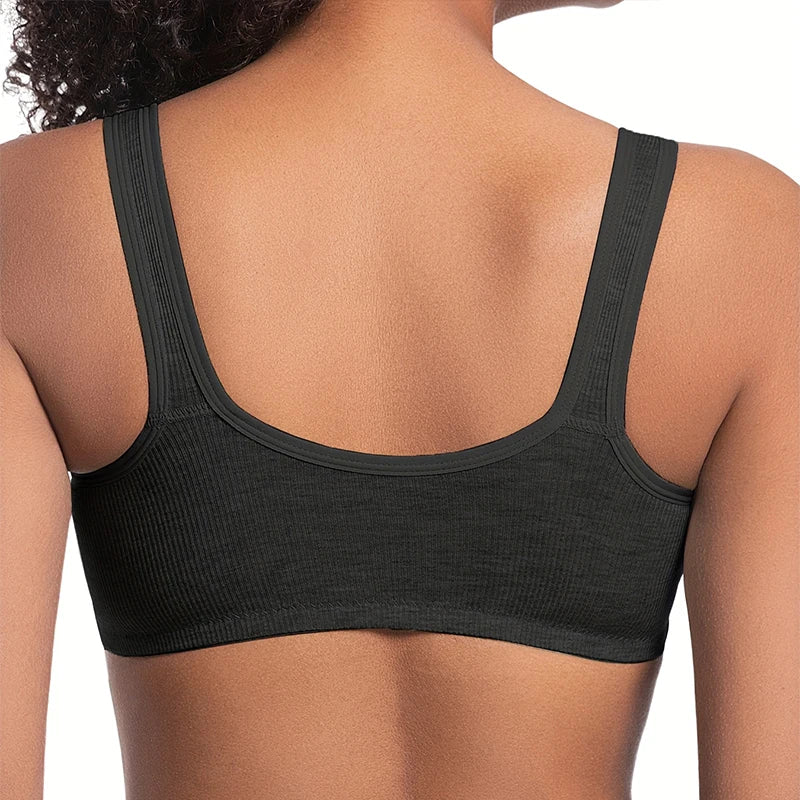 Women's Bra Pure Cotton Front Button Bra Anti Sagging No Steel Ring Comfortable Fabric Middle-aged Elderly Mothers' Underwear