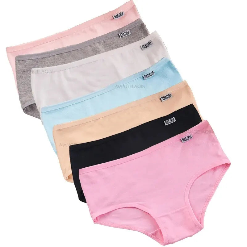 7Pcs Panties for Women Cotton Underwear Plus Size Sexy Briefs Girls Breathable Soft Lingerie Female Cute Solid Color Underpants