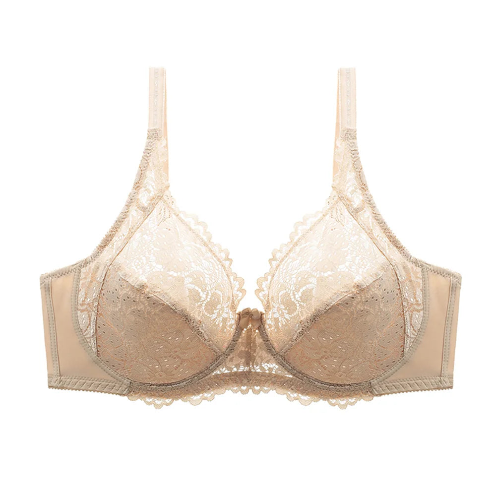 BCHRAYIUP Women's Sexy Lace Underwire Bra Thin Padded Support Plunge Push up Everyday Bra 36 38 40 42 44 46 C D E F