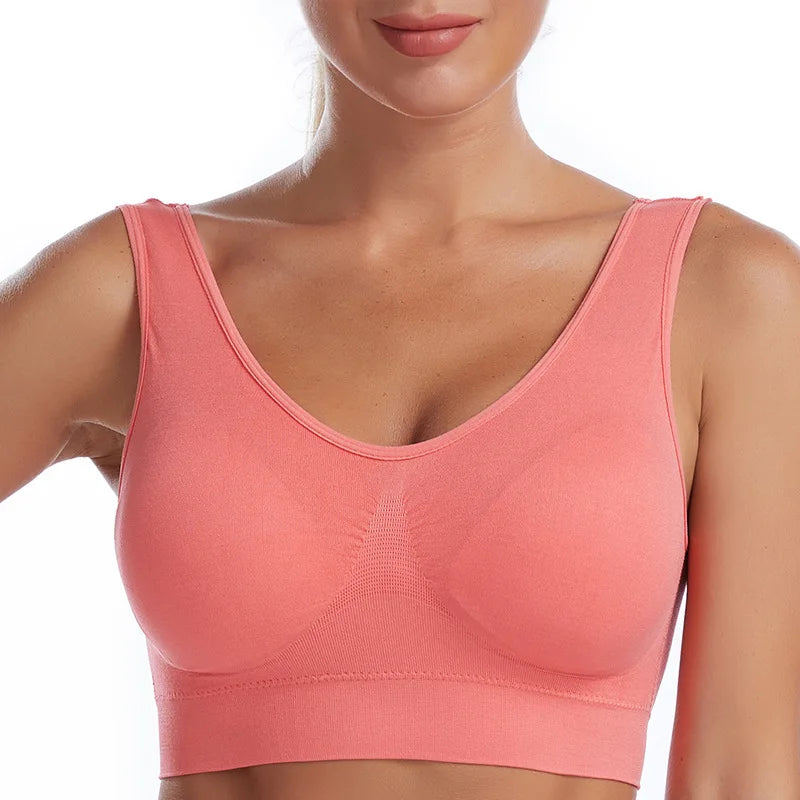 S-7XL Sports Yoga Shockproof Women's Bra Removable Breast Pad Bralette Sexy Elastic Beautiful Back Tops Comfort Cotton Sleep Bra