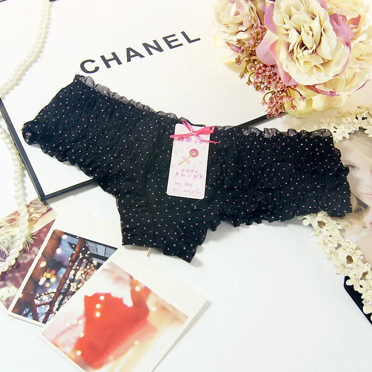 11 Colors New Fashion Sexy Mesh Cute Lace Low Waist Briefs Ladies Comfortable Printed Polka Dot Translucent Personality Panties