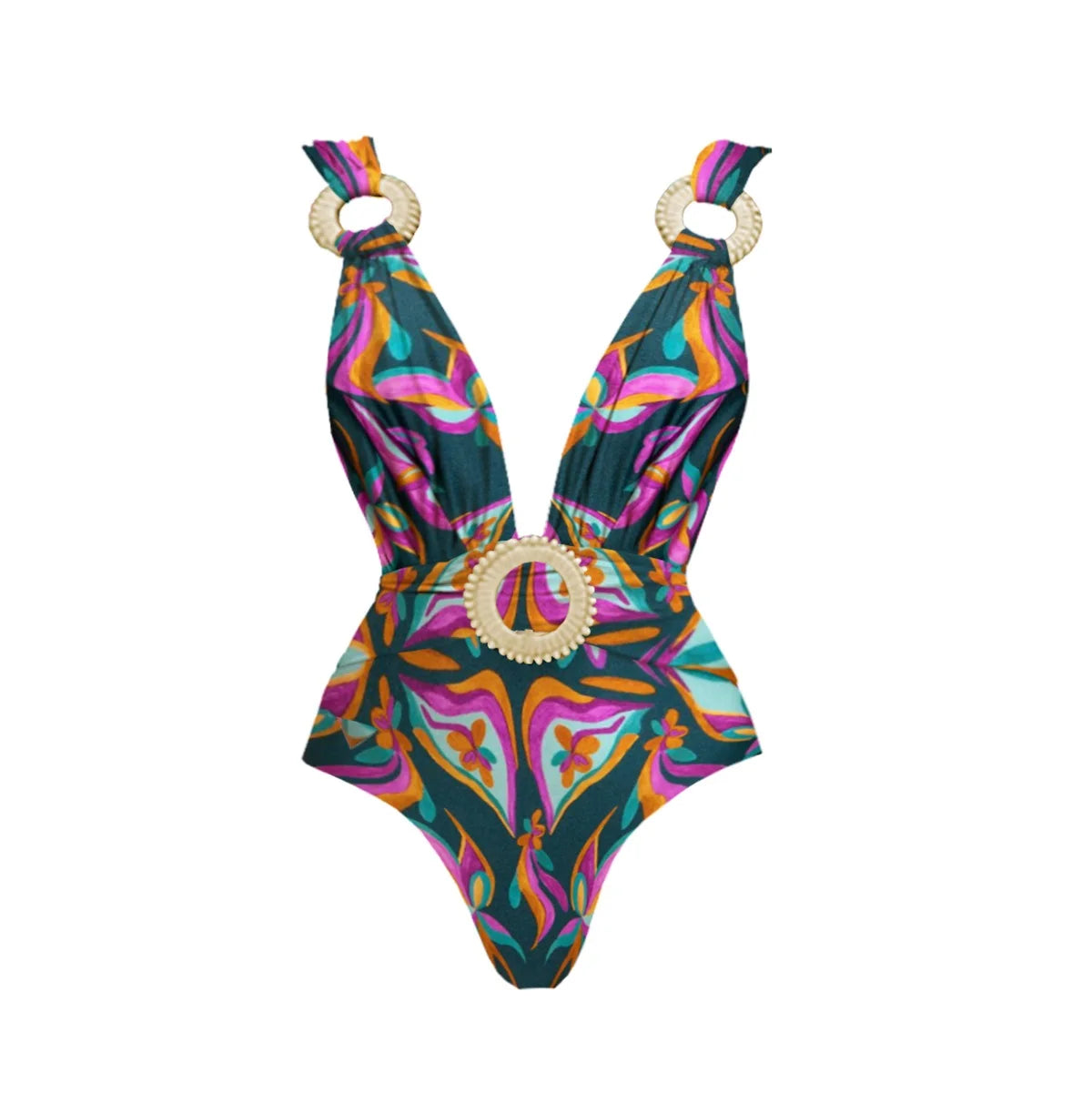 2Pcs Deep V One Piece Swimsuit Sexy Women Swimwear 2025 Shiny Star Bikini High Waist Biquini Female Swim Suit Bodysuit Beachwear