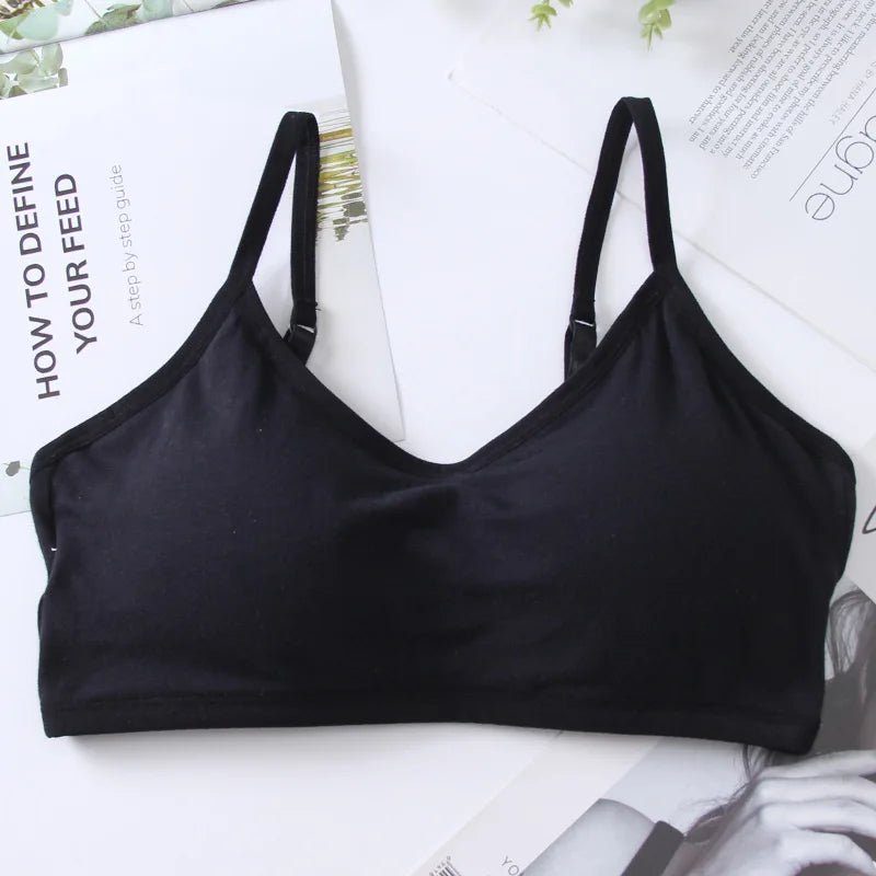 Cotton Bra for Women Fixed Pads Sports Shockproof Underwear Seamless Solid Back Closure Female Lingerie