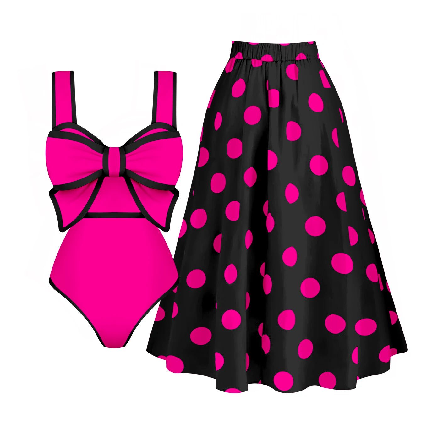 2025 New Bow Tie One Piece Swimsuit For Women Swimwear with Skirt Bathing Suit Monokini Beach Bodysuit Beach Wear