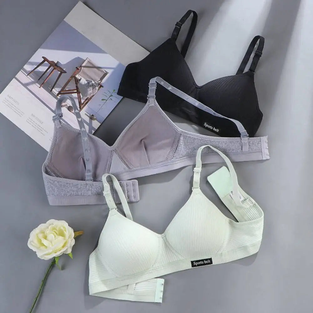 New Simple Cotton Girl Bra Underwear Student Bra Teen Thin Section Without Steel Ring Comfortable Sleep Bra Sports Vest