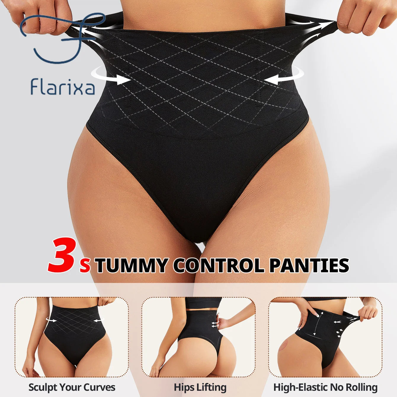 Flarixa 1/2/3Pcs High Waist Thongs Seamless Women Panties G-String Lingerie Tummy Control Shaping Girdle Shaper Underwear