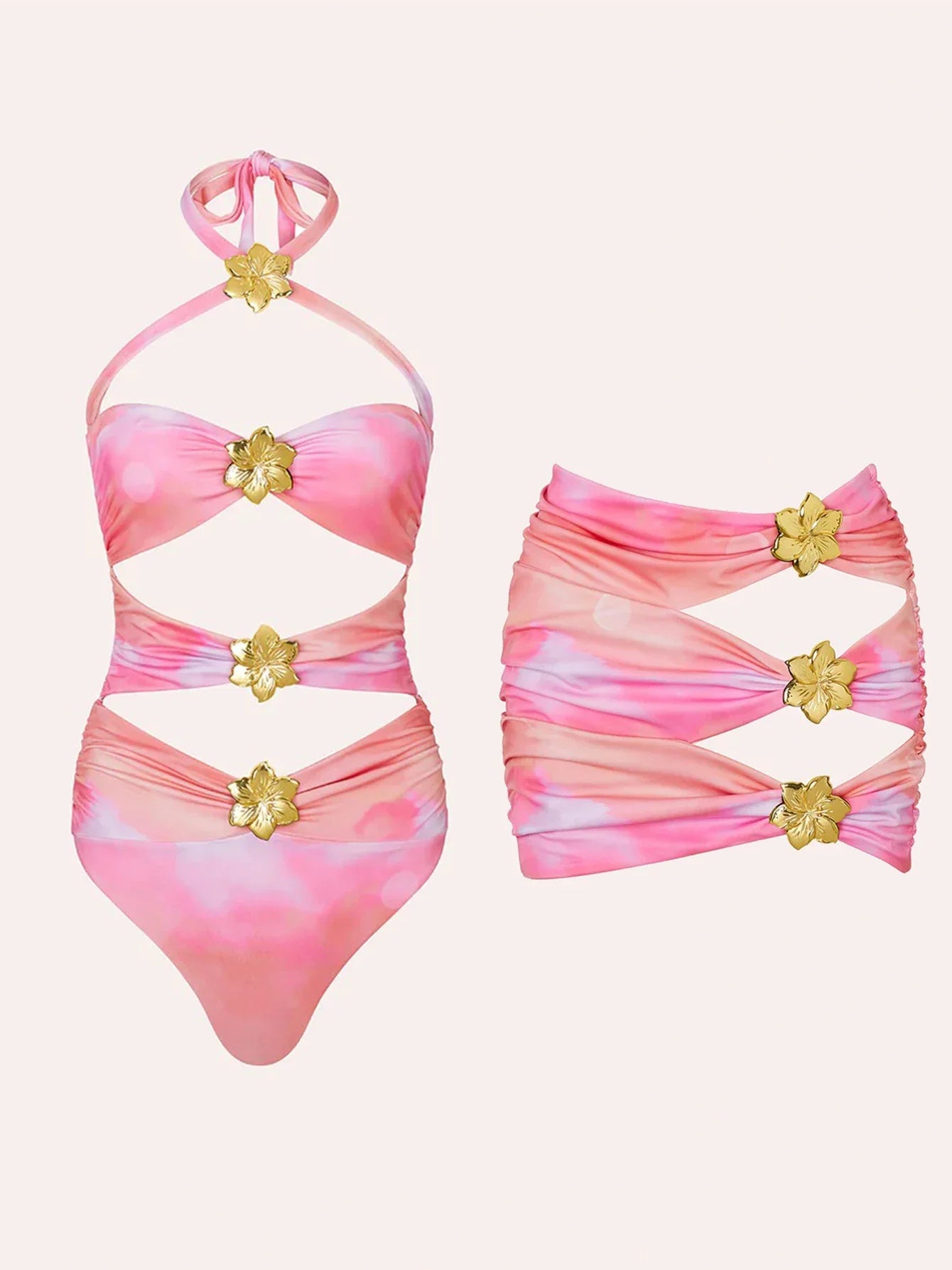 2024 High Quality One Piece Swimsuit Floral Ruffle Printed Push Up Women Bikini Set Swimwear Slimming Bathing Suit Beach Wear