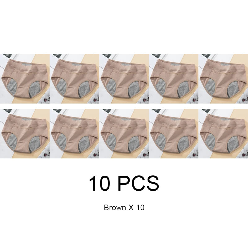 10PCS Cotton Menstrual Panties for Urinary Incontinence Woman Underpants Women Briefs Women's Underwear Leak Proof Period Anti
