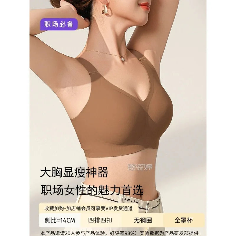 MeooLiisy Large Size Minimizer Push Up Full Coverage Women Bras No Show Wireless Comfortable Underwear M-5XL