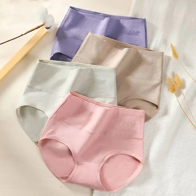 4PCS High Waist Women's Panties Body Shaper Underwear Breathable Cotton Underpants Plus Size M-5XL Panty Slimming Female Briefs