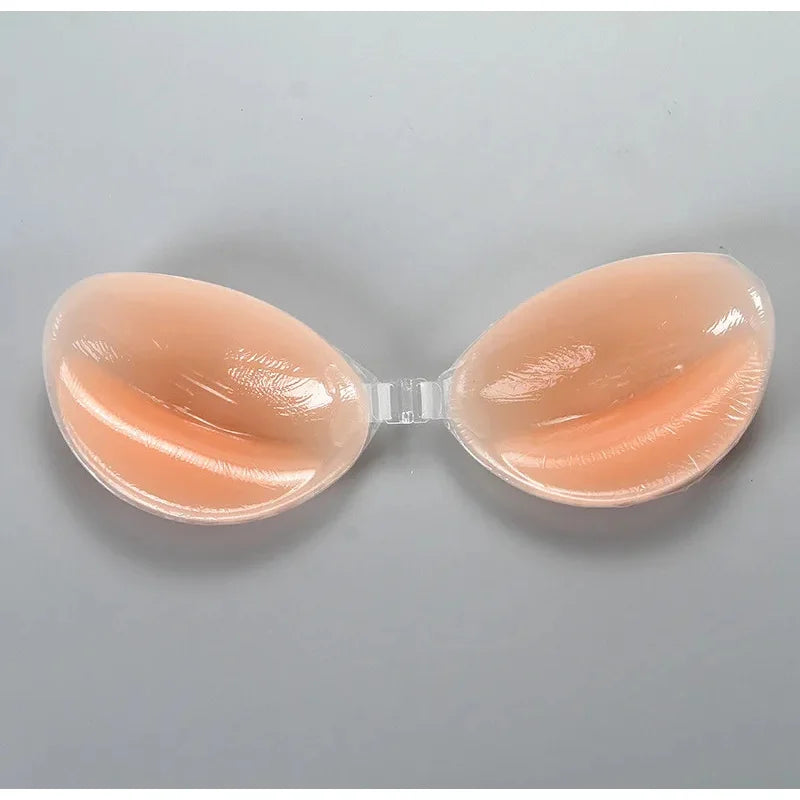 Self Adhesive Push Up Bra for Backless Dresses Invisible Sticky Silicone Bra Waterproof Reusable Thick Gel Cups Front Closure