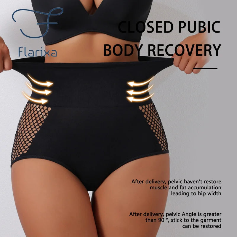 Flarixa 1/2/3Pcs Hollow Belly Control Shapewear Women Panties High Waist Double Layer Tummy Shaper Heart-shaped Hip Lift Pants