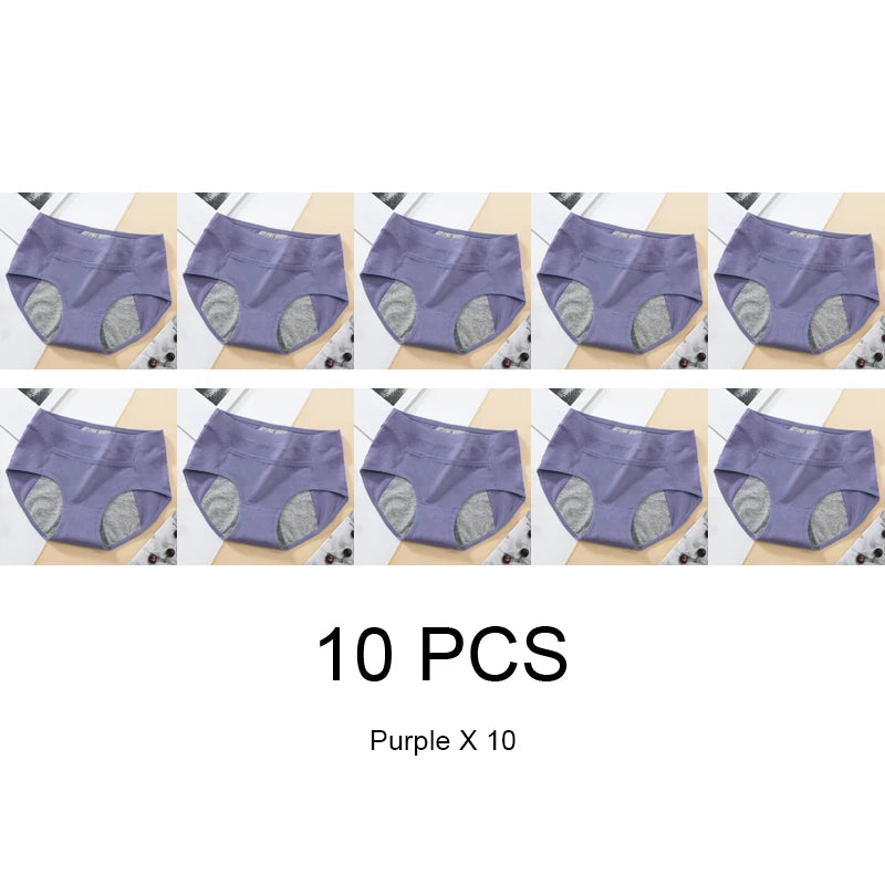 10PCS Cotton Menstrual Panties for Urinary Incontinence Woman Underpants Women Briefs Women's Underwear Leak Proof Period Anti