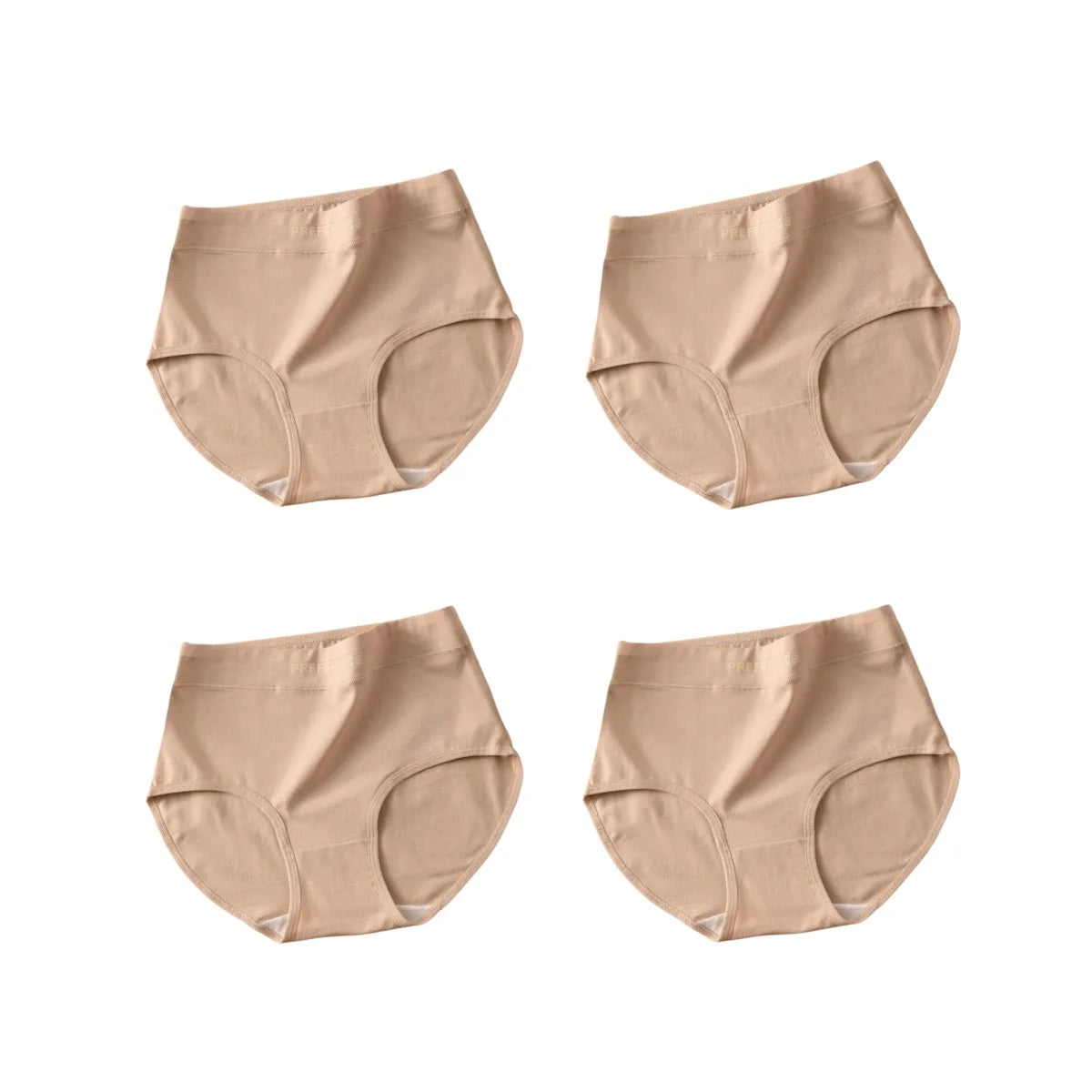 4Pcs/Set Women's High-Waist Cotton Briefs Tummy Control Panties Soft & Breathable Underwear Plus Size Comfort Lingerie M-XXL