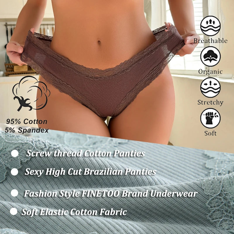 7PCS/Set Women Sexy Lace Panties Cotton Seamless Brazilian Panties Female Sexy Low Rise Soft Underwear G-String Lingerie S-XL