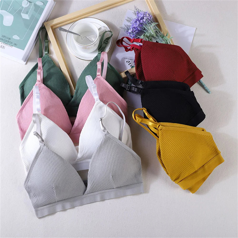 Women's Bras Cotton Brassiere Soft Intimates Solid Color Push Up Bra For Casual Everyday Wear Undergarments