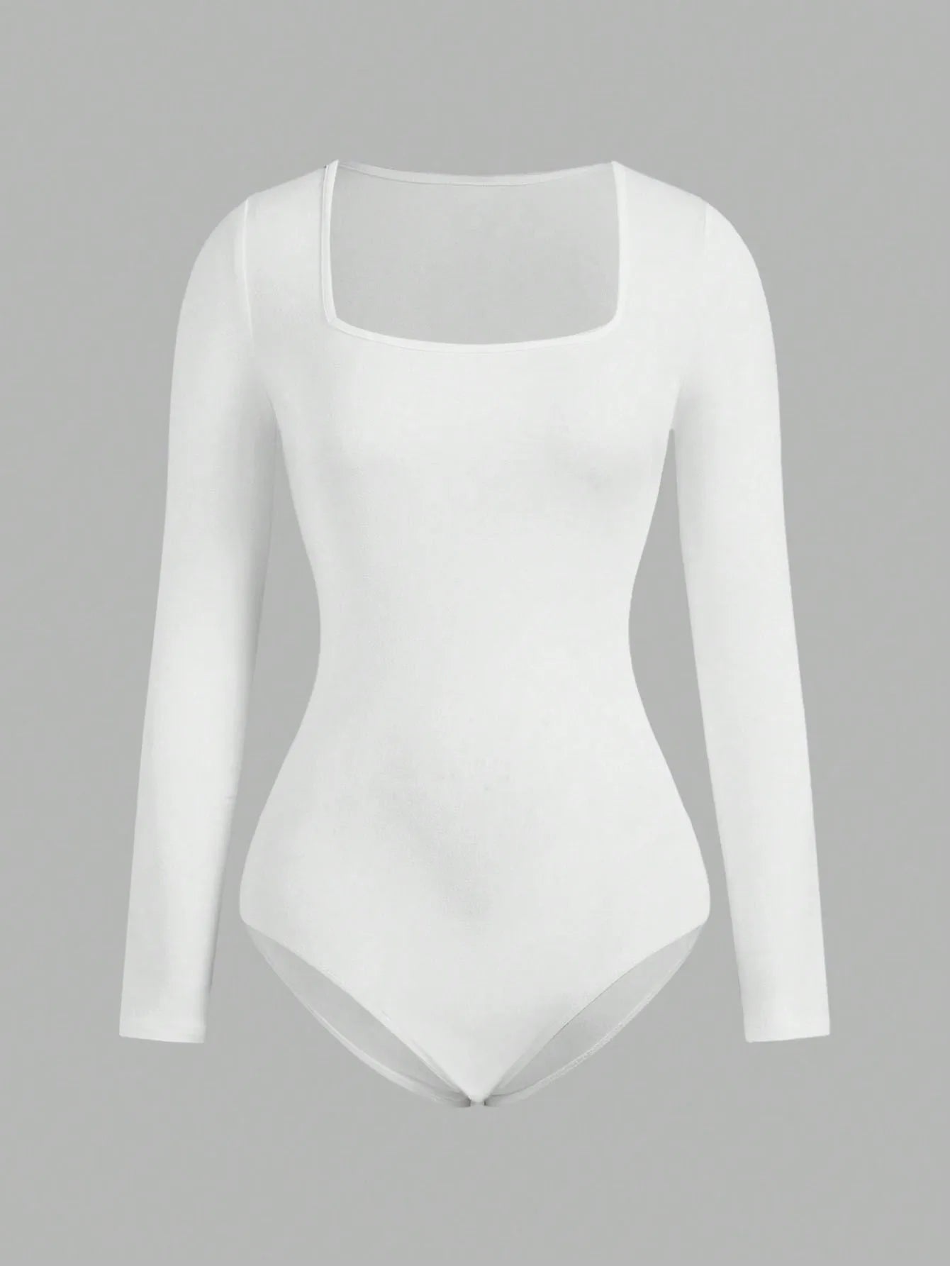 Women's Solid color Square Neck Open Crotch One-Piece Bodysuit Long Sleeved Body Lady Streetwear Female Warm Clothing