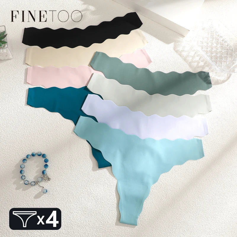 4pcs Seamless Knitting Underwear Women Ultra-Soft Panties Sexy Breathable Solid Thongs Female Low Waist Stretchy G-String T-Back