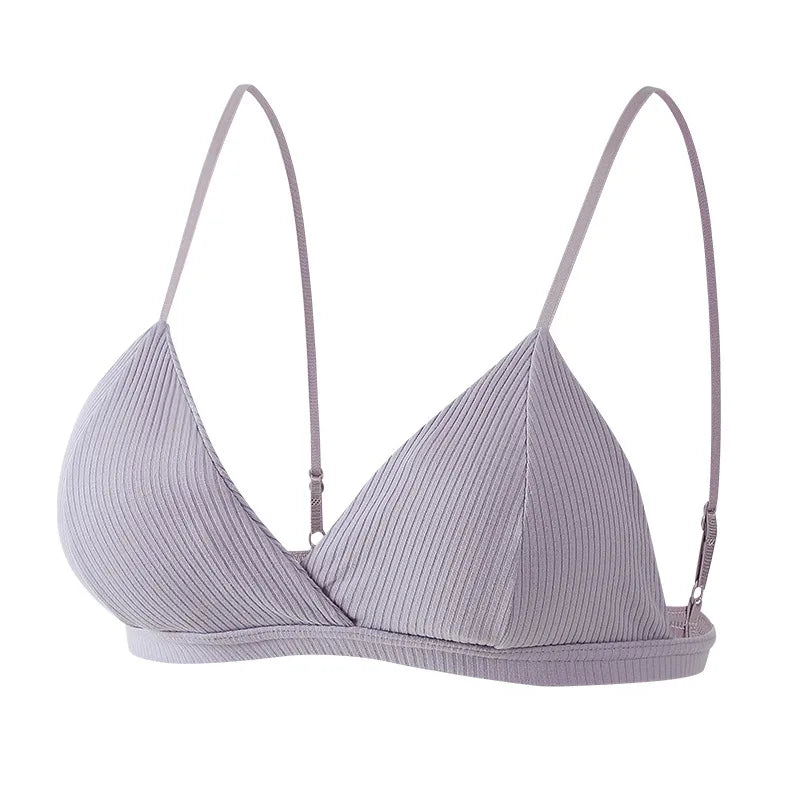 Women's Cotton Push-Up Bralette Solid Color Bras Seamless Wire-Free Brassiere Sexy Lingerie Simple Underwear for Female Girls