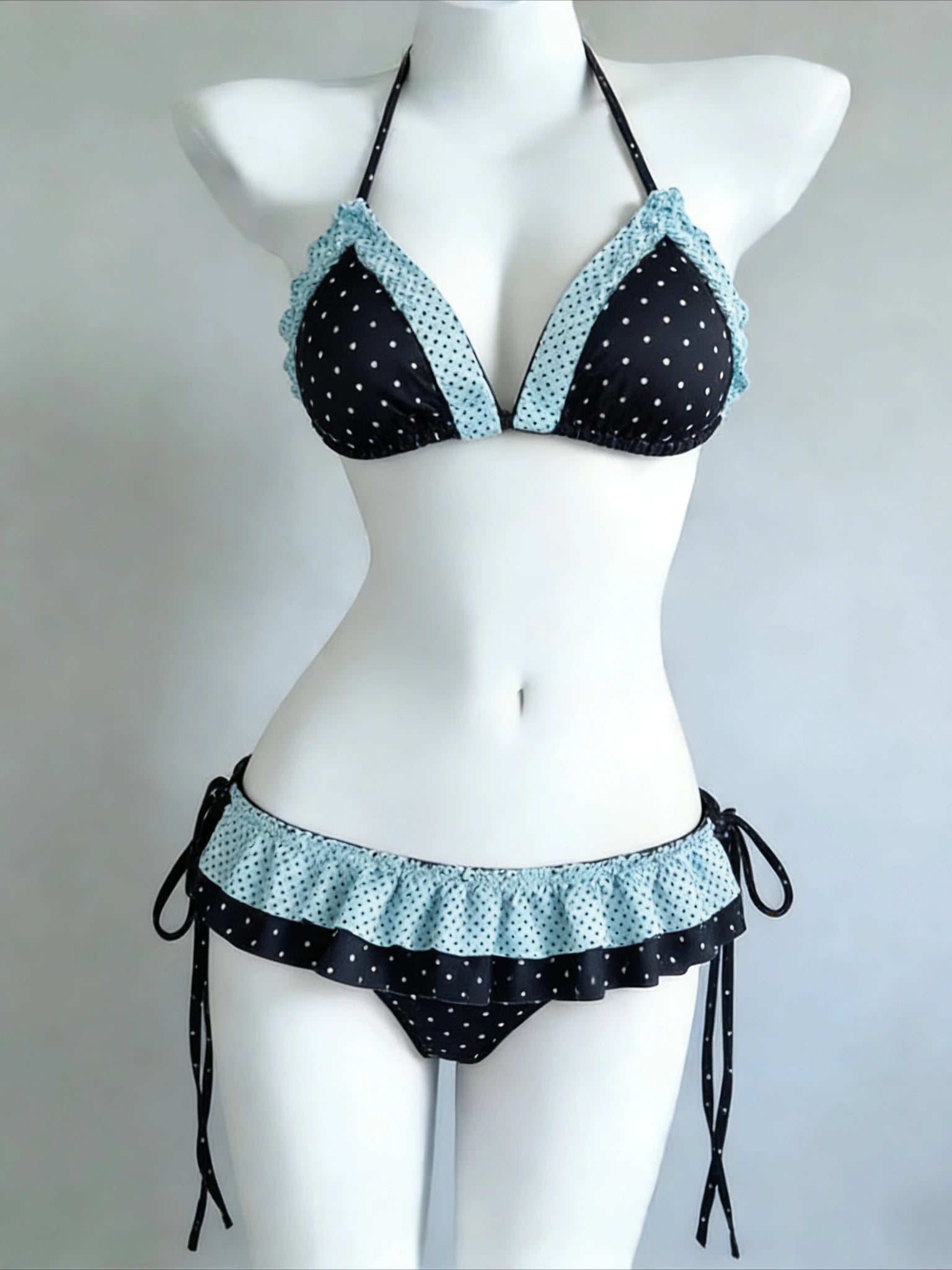 Sexy Lace Up Back Two Piece Bikini Set High Cut Leg Push Up Tops Stylish Swimwear Beach Bathing Suit for Ladies Summer Vacation