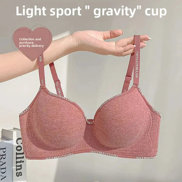 6cm Thickened Push-Up Bra for Small Chest Wireless No Steel Ring Anti-Slip Pads Seamless Invisible Adjustable Straps