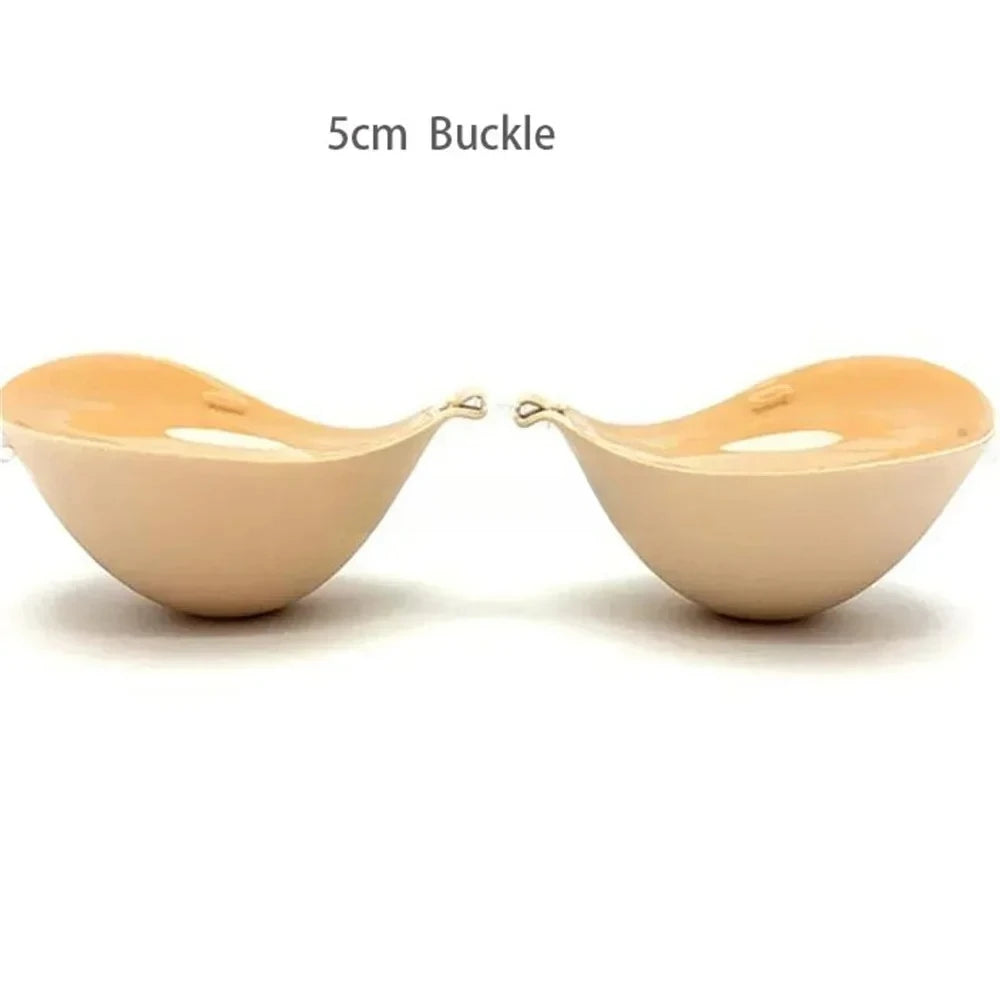 6cm Lift Silicone Adhesive Bra - Waterproof Invisible Push Up for Wedding & Backless Dresses, Natural Curve for Small Chest