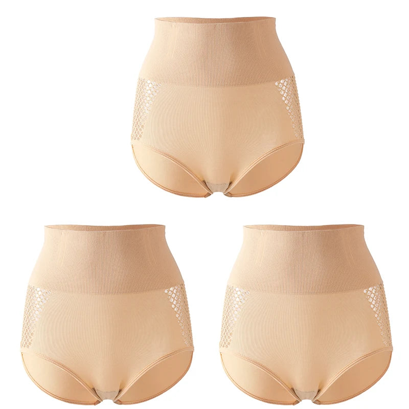 Flarixa 1/2/3Pcs Hollow Belly Control Shapewear Women Panties High Waist Double Layer Tummy Shaper Heart-shaped Hip Lift Pants