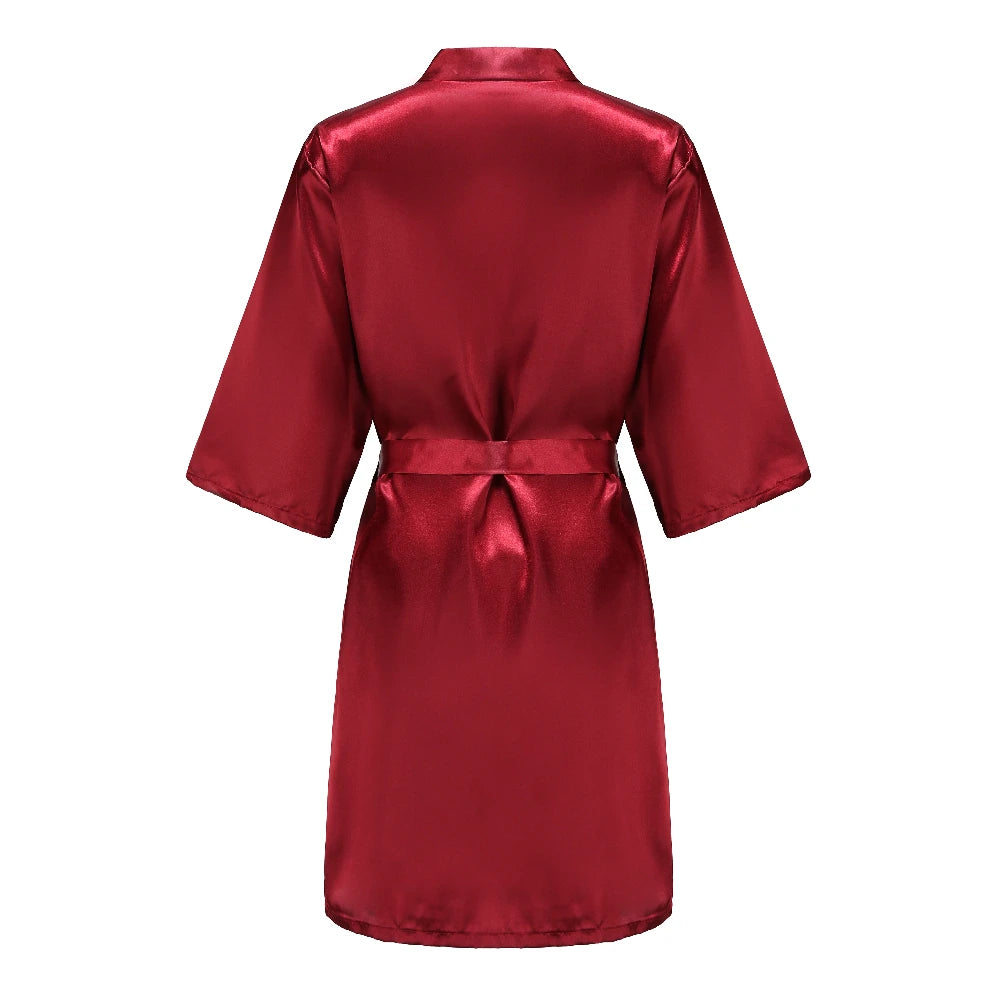 Wedding Party Team Bride Robe Kimono Satin Pajamas Bridesmaid Bathrobe With White Letters YE8171
