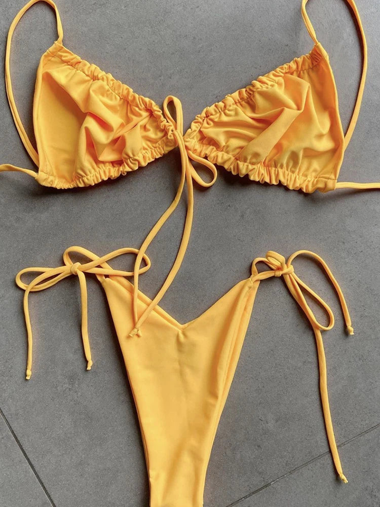RUOTONGSEPT Low Waist Bikinis 2022 Triangle Swimwear Female Swimsuit Women Print Bikini set two-Piece Suit Push Up Bathing Suit