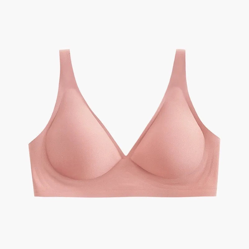 Women's Deep V Bras Wire-free Comfortable Bra Seamless Jelly Shirt T-shirt Gathering Brassiere Low-cut Seamless Underwear