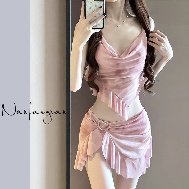 2026 New Women's High-End Two-Piece Bikini Set Tummy Control Modest Swimsuit Niche Style for Beach & Hot Spring Pure & Flirty