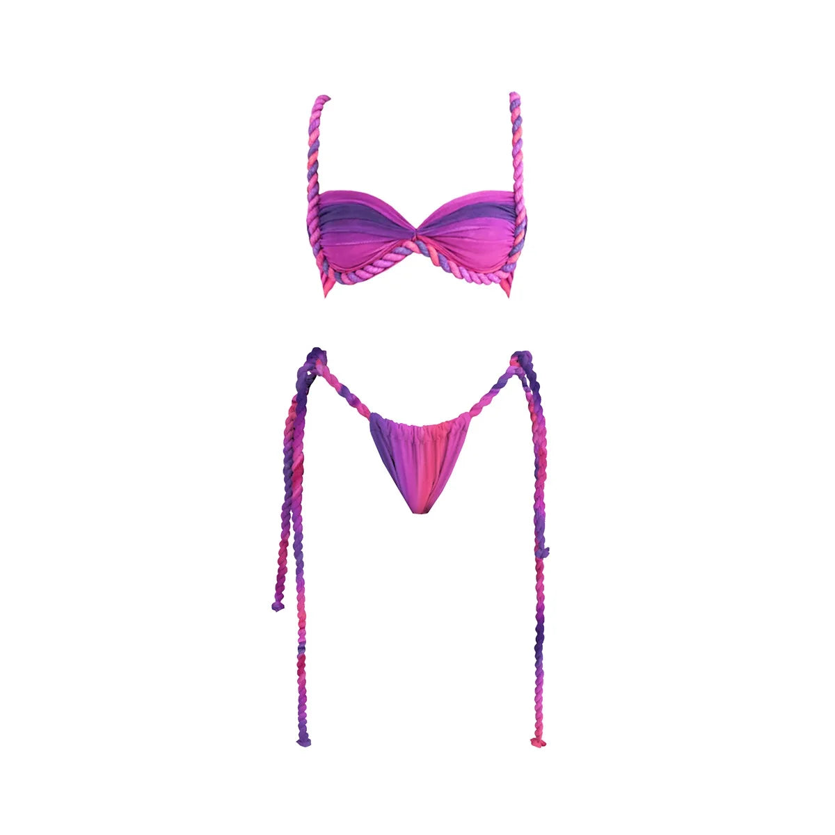 New 3Pcs Crochet Bikini Women Swimsuit Sexy Swimwear Halter Biquini Push Up Swim Suit Strappy Bodysuit Female Bathsuit Beachwear