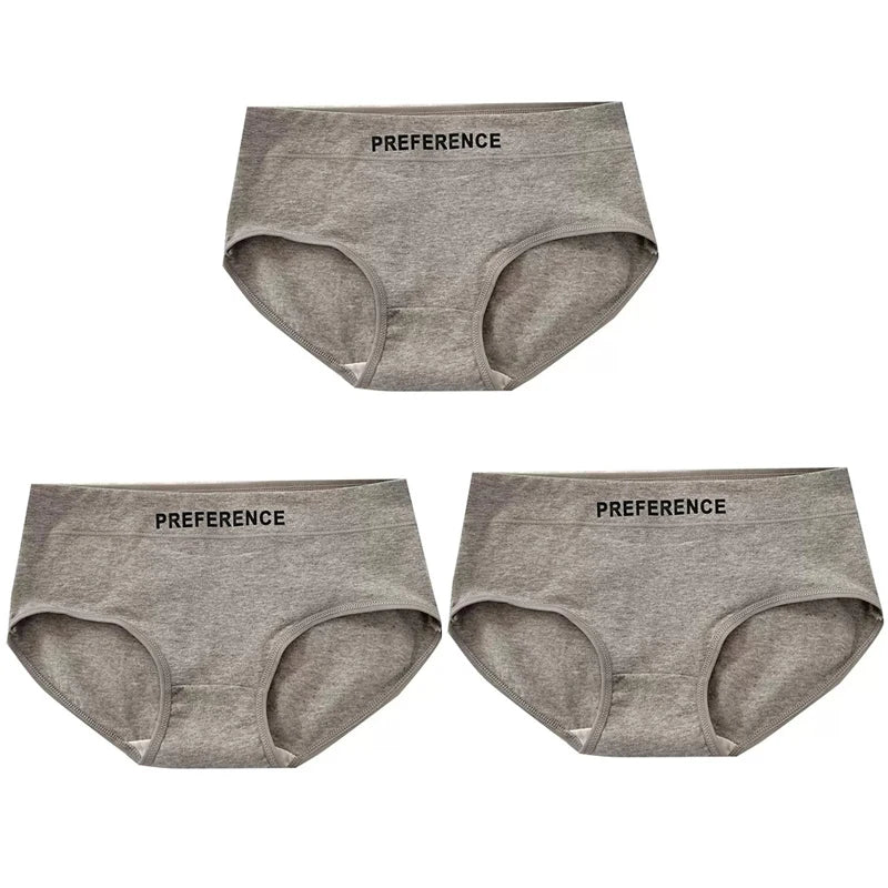3pcs Women's Seamless Pure Cotton Panties Fashionable Breathable Underwear Female Large Size Sexy Soft Daily Breifs