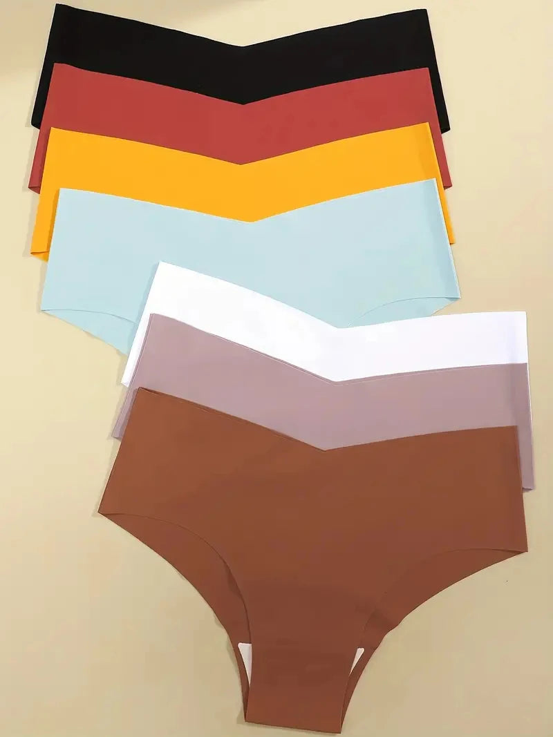 10pcs Hot Sale Women's Panties Seamless Underwear Ultra-thin Solid Briefs Female V-Waist 10 Colors panty Silk Lingerie Wholesale