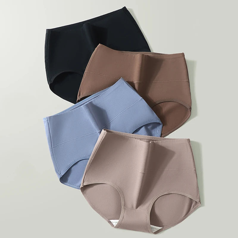 4PCS High Waist Women's Panties Body Shaper Underwear Breathable Cotton Underpants Plus Size M-5XL Panty Slimming Female Briefs