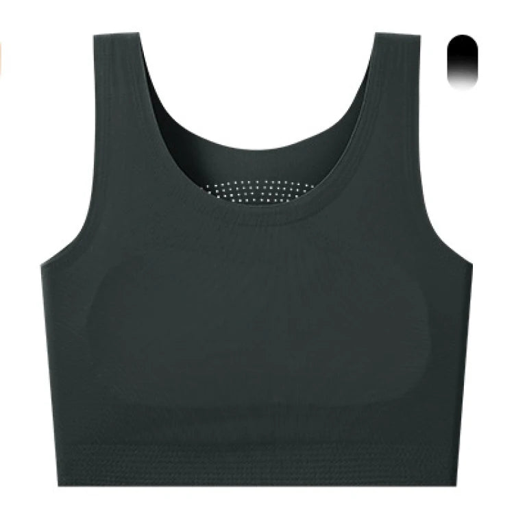 Women's Large Breasts Underwear Wide Shoulder Invisible Corset Antibump Thin Underwear Full Cup Vest Traceless Bra with Bra Pads
