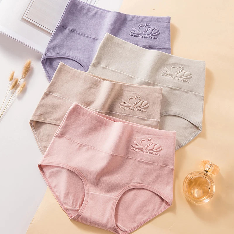4PCS High Waist Women's Panties Body Shaper Underwear Breathable Cotton Underpants Plus Size M-5XL Panty Slimming Female Briefs