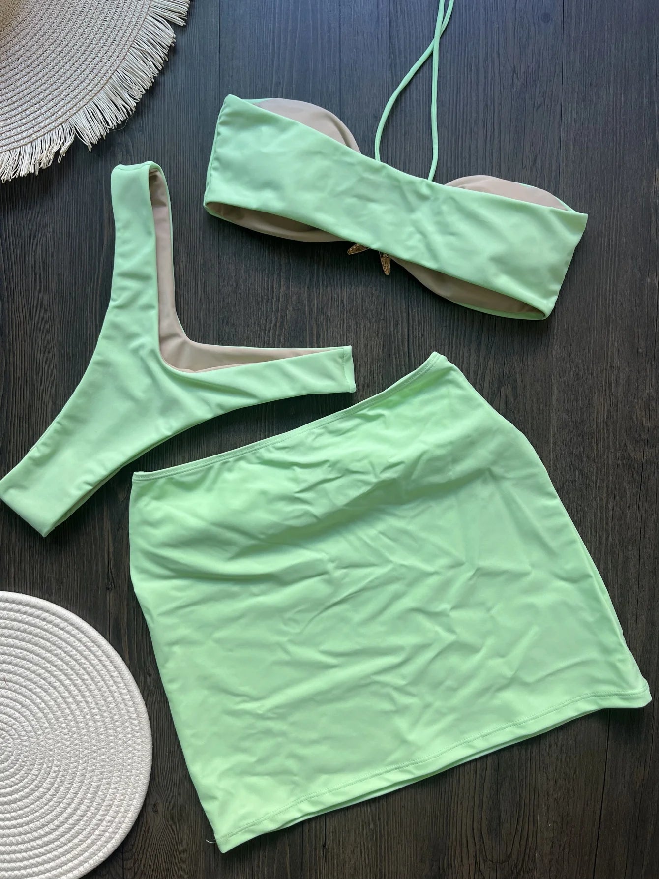 With Skirt Metal Star High Leg Cut Bikini Women Swimwear Female Swimsuit Three-pieces Bikini set Bather Bathing Suit Swim