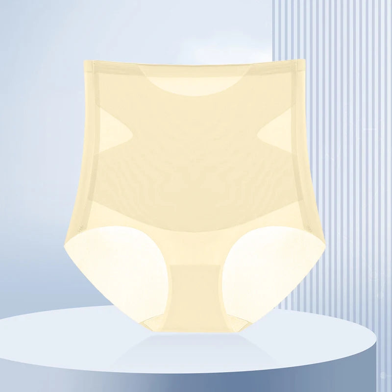 Flarixa Ultra Thin Ice Silk Panties Seamless High Waist Briefs for Women Tummy Control Underwear Shaping Pants Female Lingerie