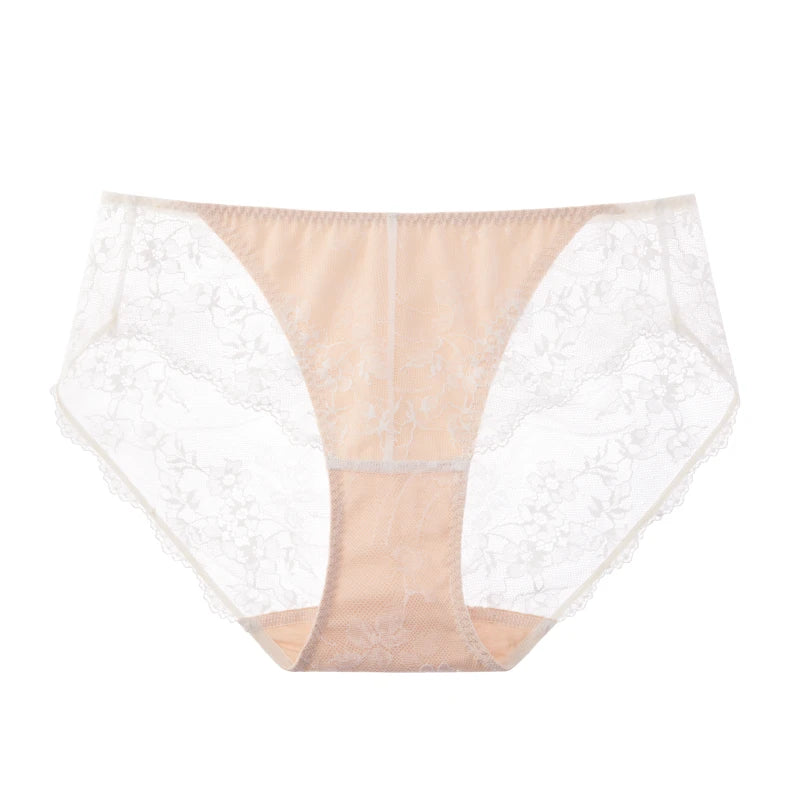 SUJIIN Sexy Lace Panties for Women Comfort Underwear Female French Mid Waist Breathable Thin Brief Women's Intimates N207
