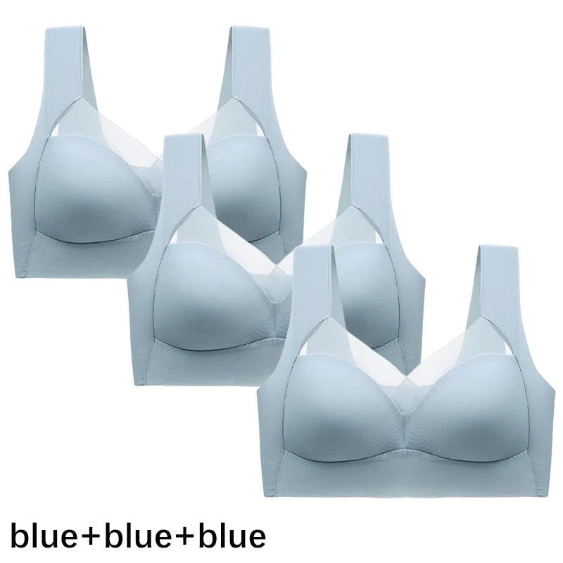 FallSweet 3PCS Plus Size Seamless Sport Bra for Woman Lace Wireless Bralette Shockproof Beautiful Back Bra Comfort Gym Underwear