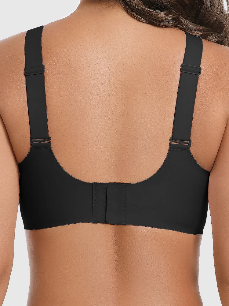 Seamless Wireless Mesh V-Neck Full Coverage Push up Bra Soft Supportive minimize Underwear 7847