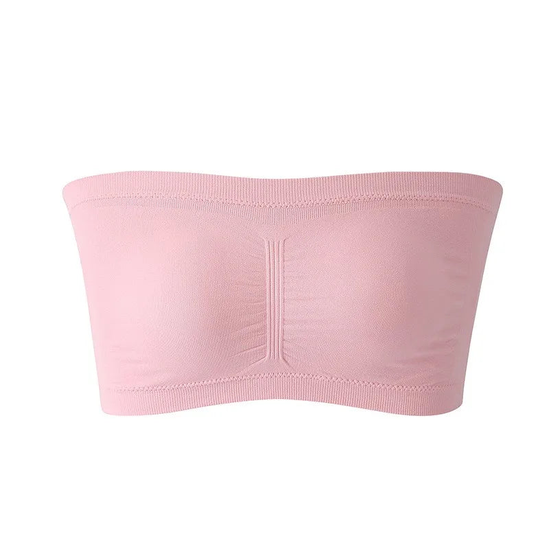 Ladies' Stretch Strapless Bra Fashion Solid Color Invisible Beauty Back Anti-slip Bra Suitable For One-Shoulder Top and Dress