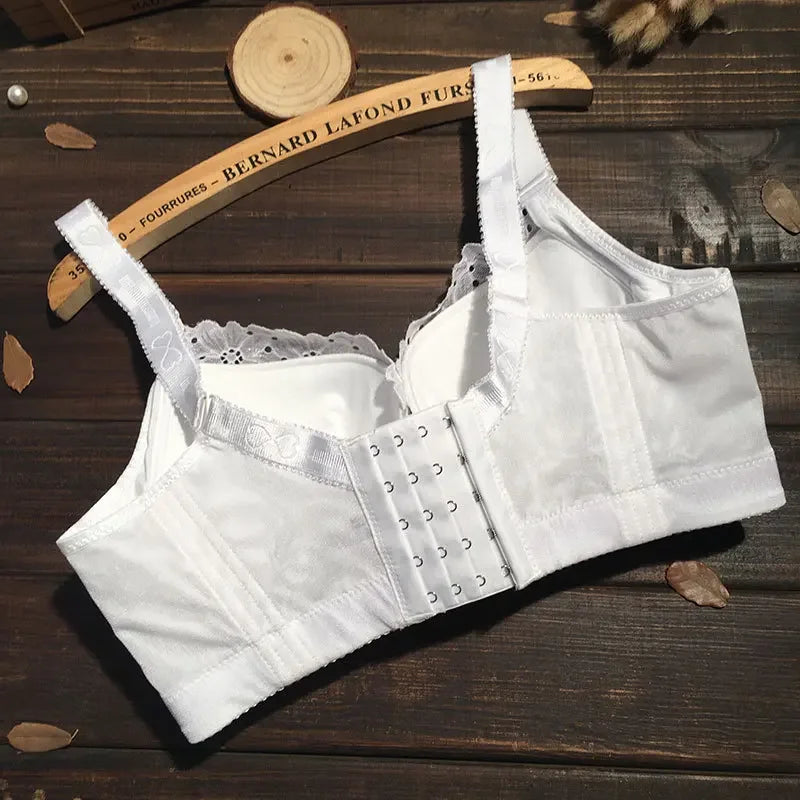 Cotton-lined solid women full-coverage bra Breathable Push up Sexy lace underwear lingerie top big bust 80-120 C D E F bh C3313