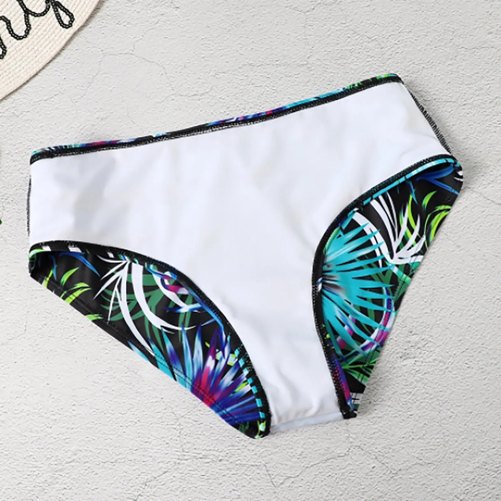 Botanical Print Sexy Swimsuit Womens Bikini Set Summer Beach Bathing Suit Set Slim Tummy Control Bikinis Deep V Neck Swim Suit