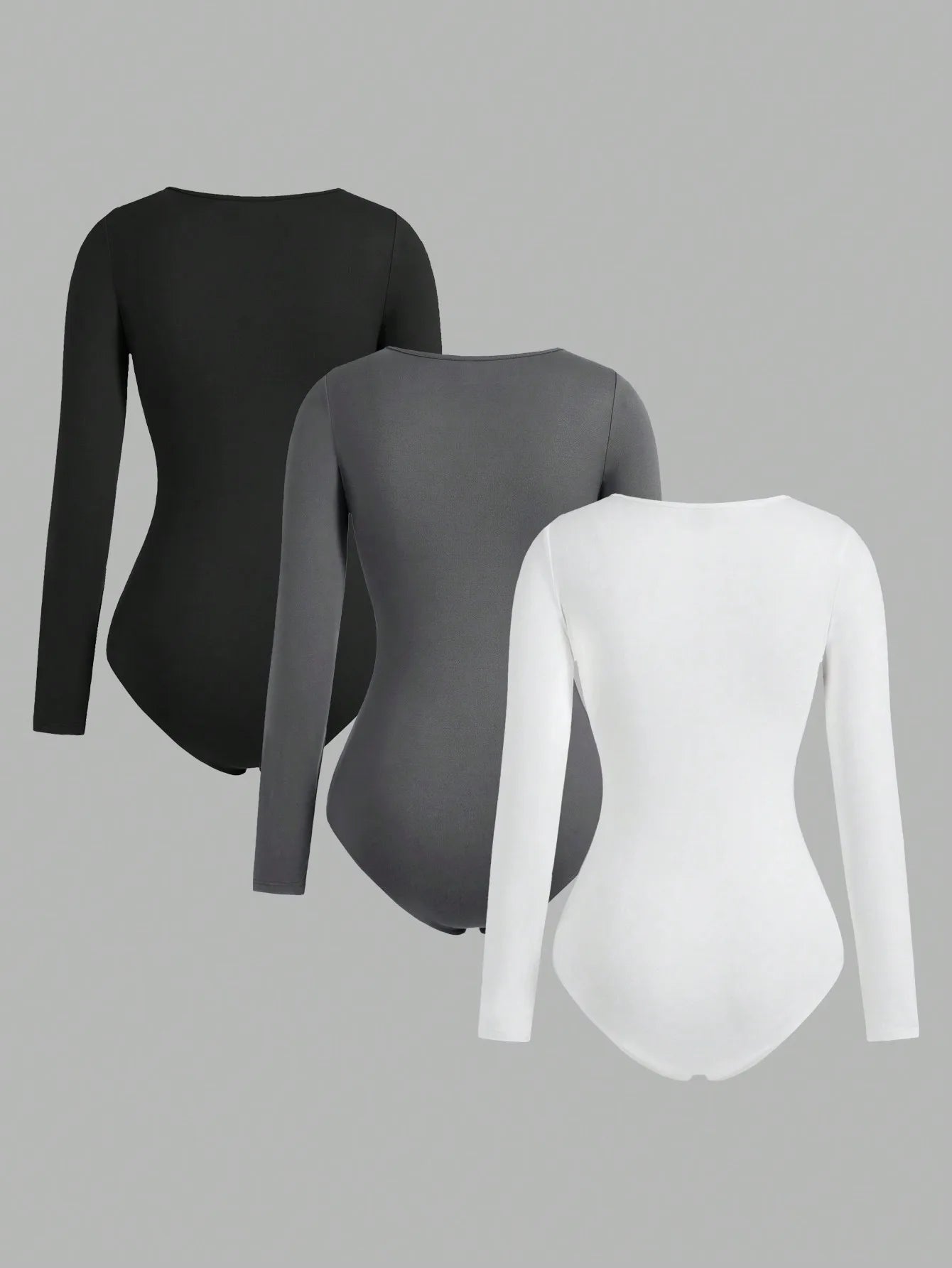 Women's Solid color Square Neck Open Crotch One-Piece Bodysuit Long Sleeved Body Lady Streetwear Female Warm Clothing