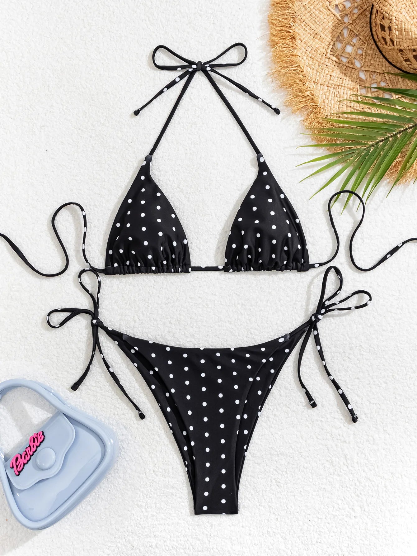 2025 New Women's Bikini Set Adjustable Tie Side Bandage Swimwear High-End Sexy Two-Piece Bathing Suit Summer Beach Push Up