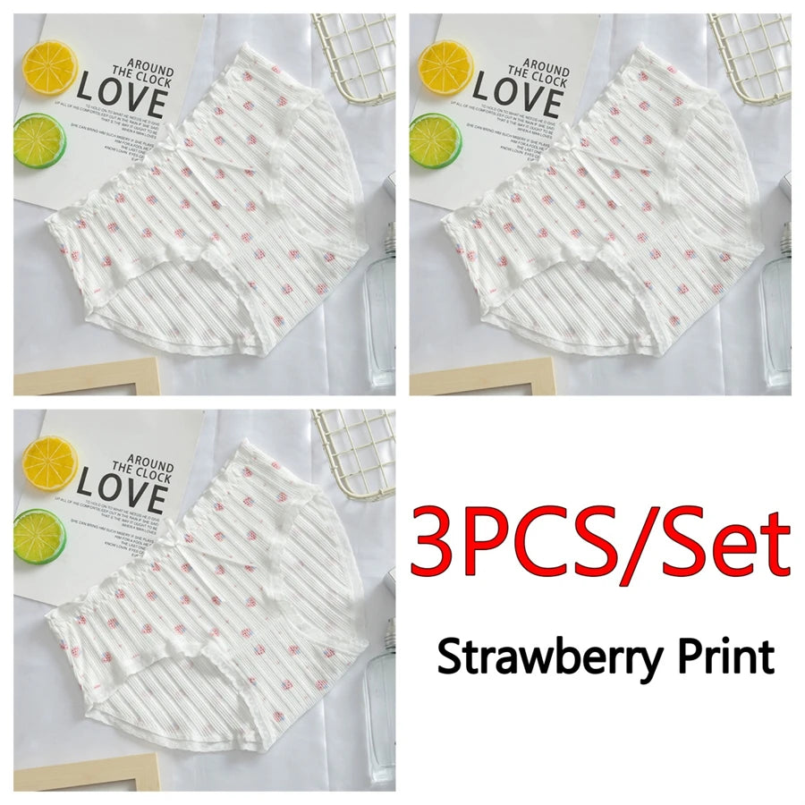 3PCS/Set Cotton Panties Women Underwear Panty Fashion Thread Bow Briefs Lovely Girl Seamless Underpants Female Lingerie Selling